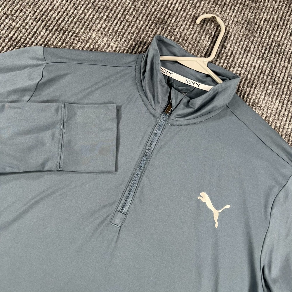 PUMA Pullover Shirt Mens Large Gray Long Sleeve 1/4 Zip Mock Neck Golf Active